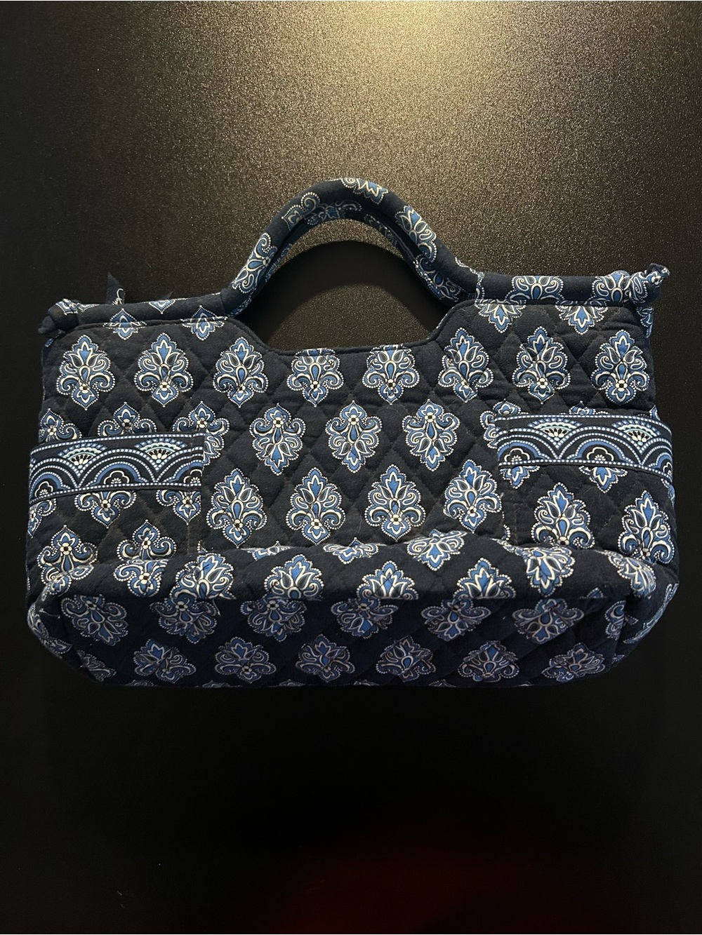 Vera Bradley Navy Quilted Floral-Print Top-Handle Tote